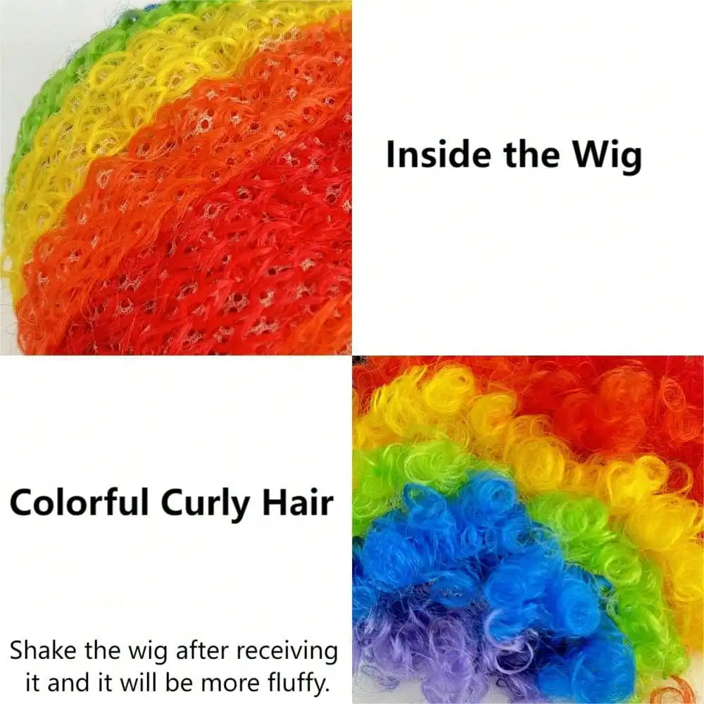 Colorful Clown Wig Afro Curly Synthetic Cosplay for Men Women Mardi Gras Christmas Party Wig Red Green Yellow Blue Wig Clown