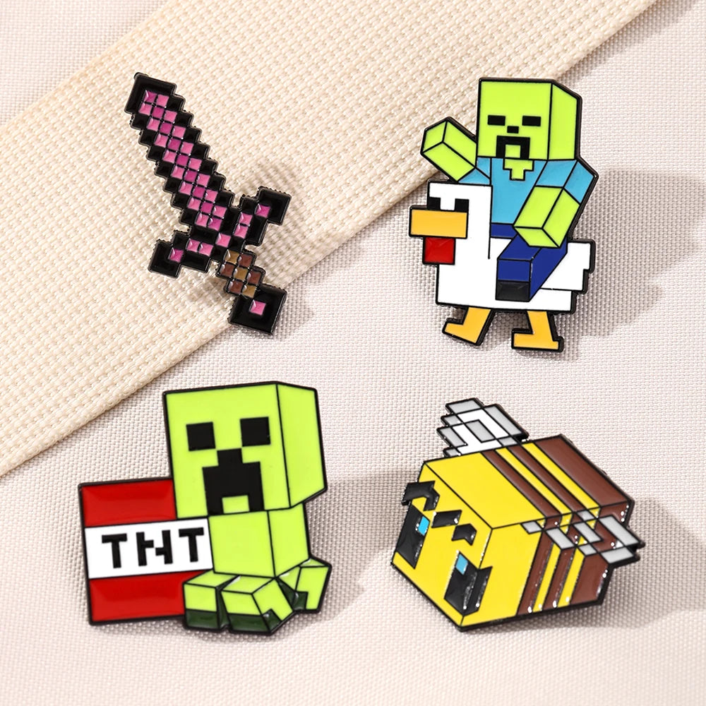 4pcs Cartoon Figure Enamel Pins Metal Lapel Brooch Collection Accessories DIY Decor Gift for Fans