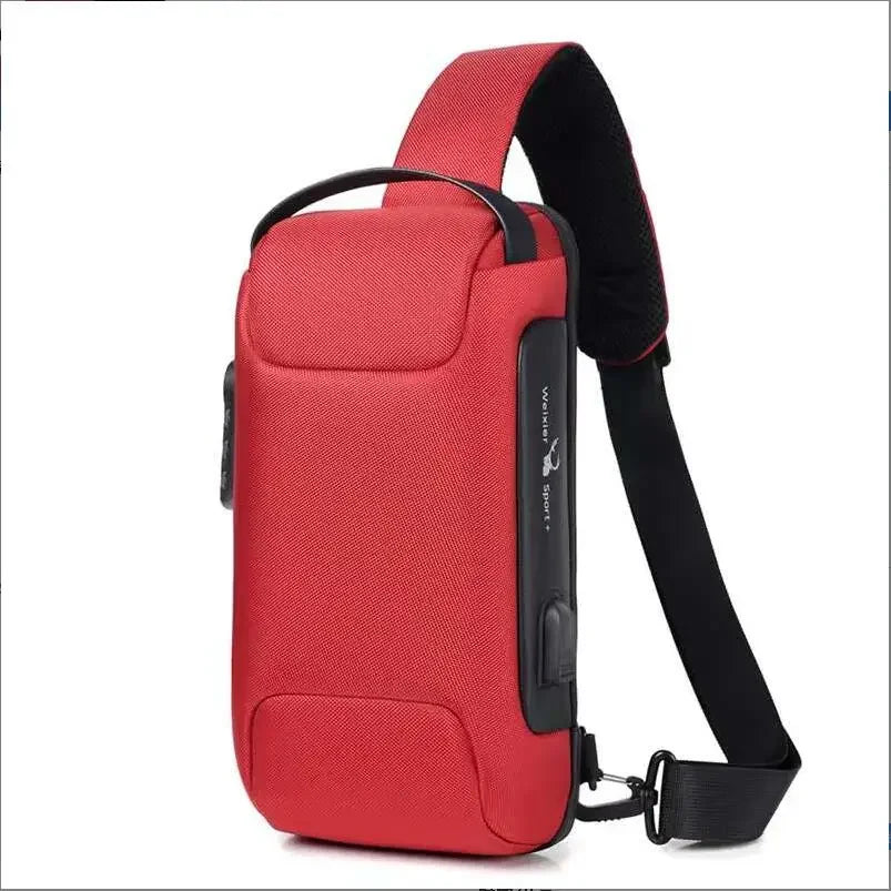 WEIXIER Shoulder Waterproof USB Men Cross bag Anti-Theft Travel Sling Chest Bag
