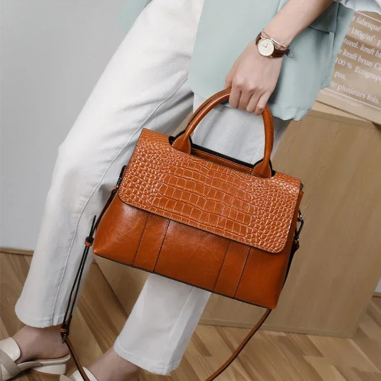 Women's Cow Real Leather Crossbody Bag Female Cowhide Designer Luxury Shoulder Bags Ladies Casual Retro Large Capacity Handbag