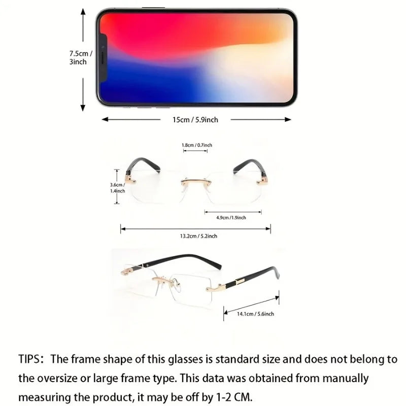 1 Pair of Men'S Fashionable Minimalist Square Frameless Glasses Suitable for Daily Wear Home Wear Photo Styling