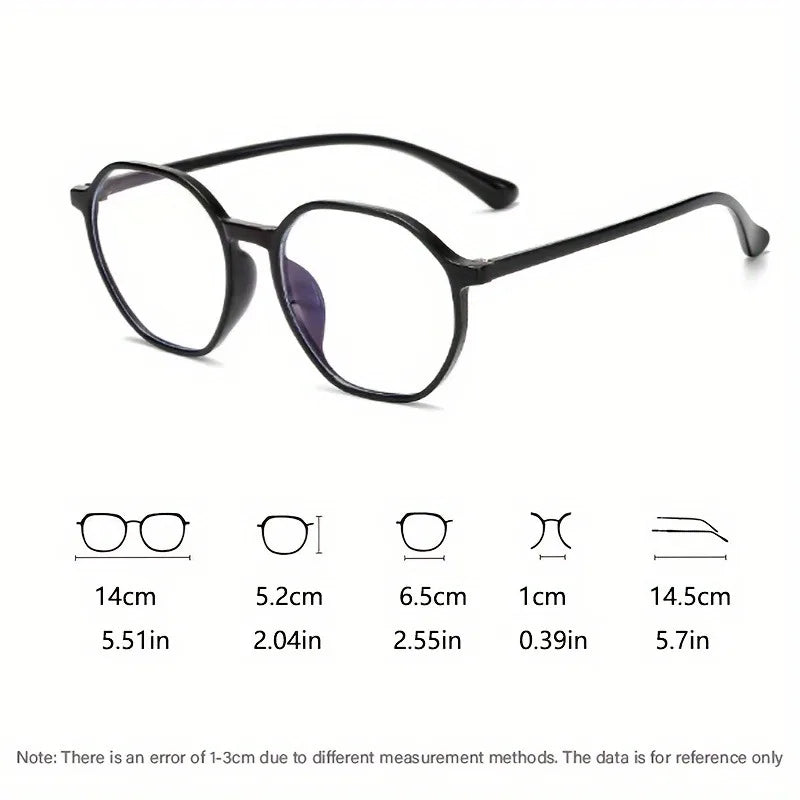 1 Pair of Sleek Anti Aging Reading Glasses Ultra Lightweight Hexagonal Full Frame with Clear AC Lenses for Men Women