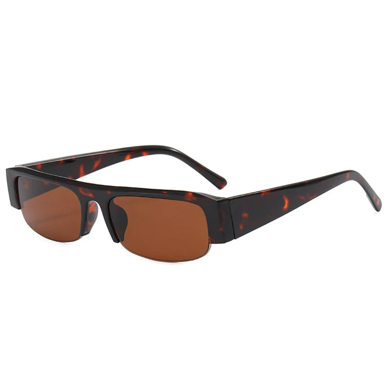 JNPCXI Vintage Small Rectangle Sunglasses Women Shades UV400 Fashion Clear Lens Men Half Frame Eyewear
