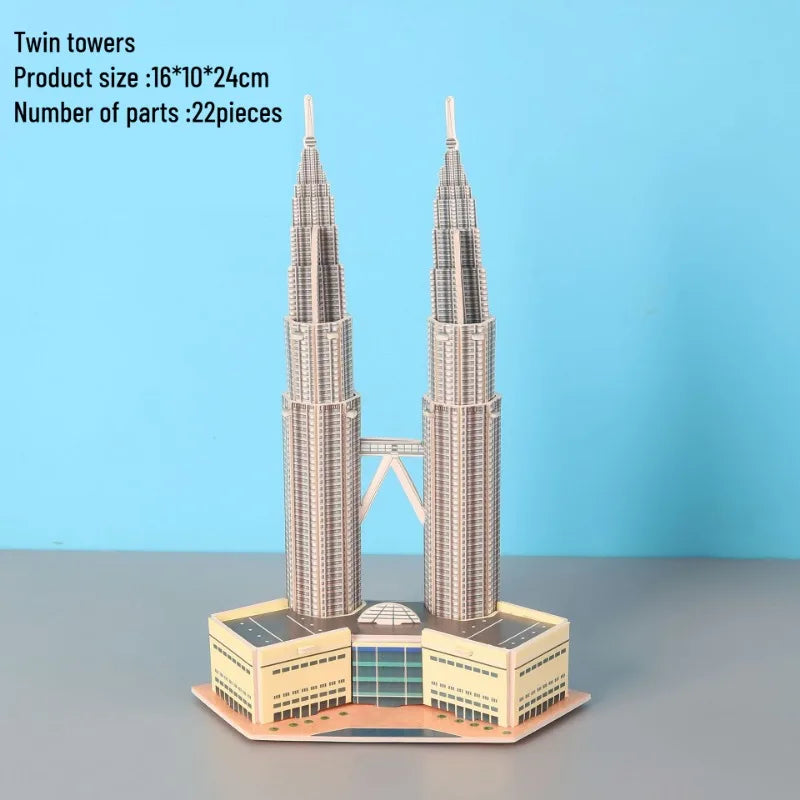 3D Puzzle World Famous Building Mosaic Model Children's Educational Handmade Toy Eiffel Tower Paper Assembly Educational Toys