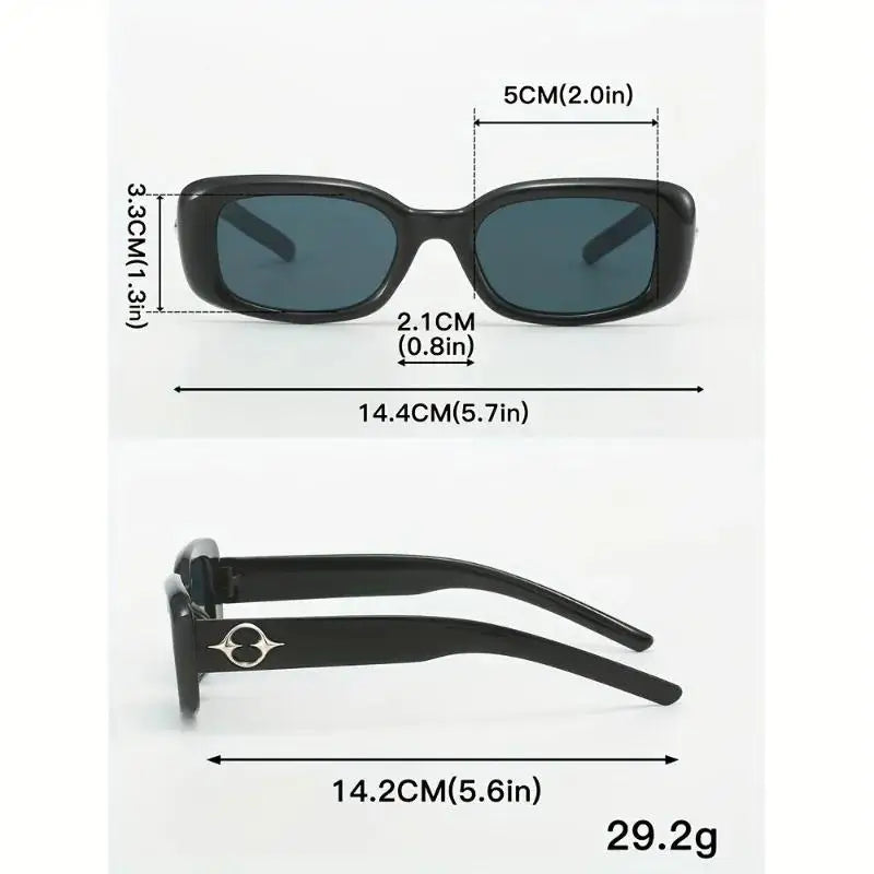 2PCS Rectangle Vintage Sunglasses Women Square Glasses Female Fashion Retro