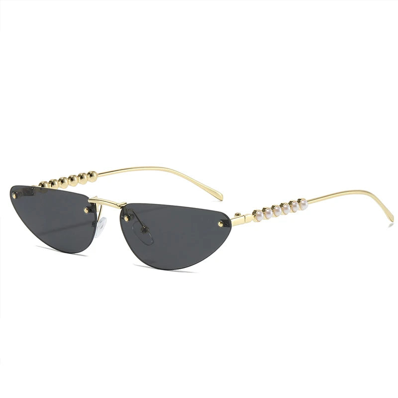 JNPCXI New Diamond Cat Eye Sunglasses Rimless Women Luxury Rhinestone Sun Glasses Men Gradient Shades UV400