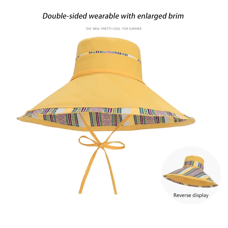 6180-New summer women's wide-brimmed sun hat. Children'sversion.Double-sidedwearable. Fishermanhat.Fashionableandversatilesunhat