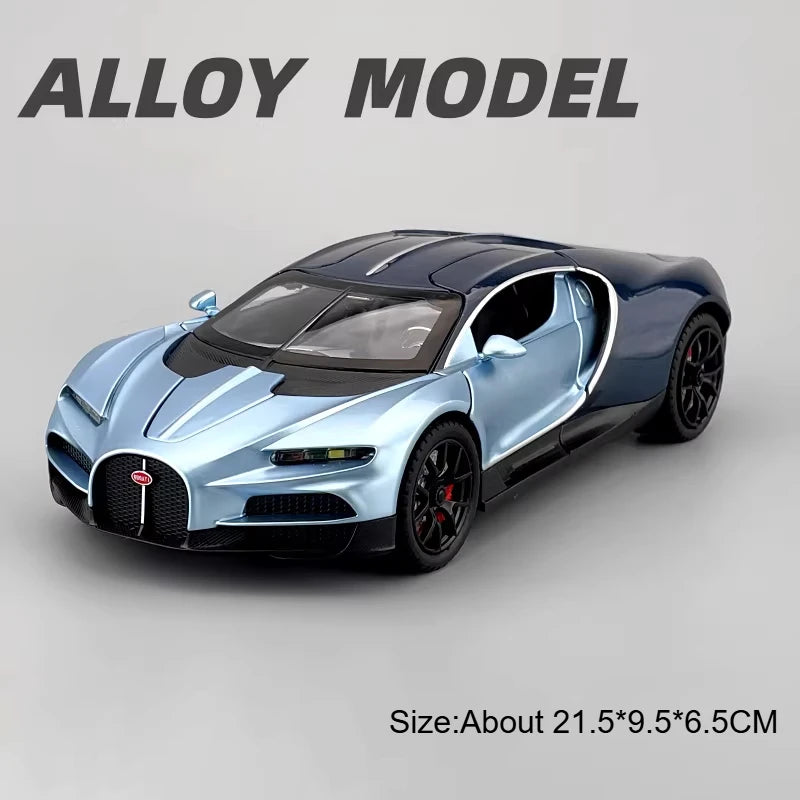 1:24 Tourbillon Atlantic Alloy Miniature Sportscar Model Diecast Toys Sound Light Pull Back Doors Opened Vehice Collect Ornament