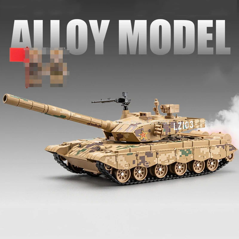 1/32 T99A Tank Model Spray Alloy Die-casting Toy Car with Rotatable Gun Barrel Press Ejection Vehicle Decoration Children's Gift