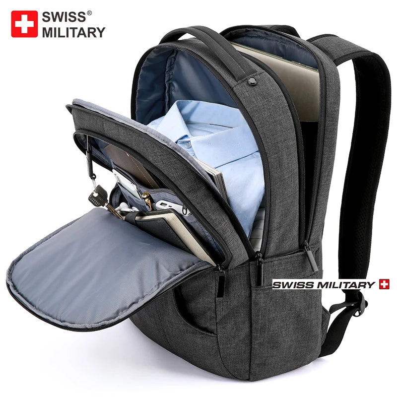 SWISS 15 inches Laptop Backpack Waterproof USB Port Multifunctional Travel Bag