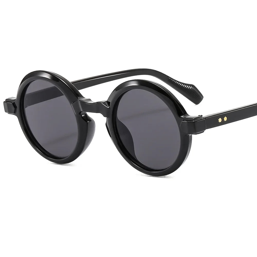 JNPCXI Retro Round Punk Women Sunglasses Fashion Double Color Gradient Purple Shades Men Rivets Sun Glasses UV400