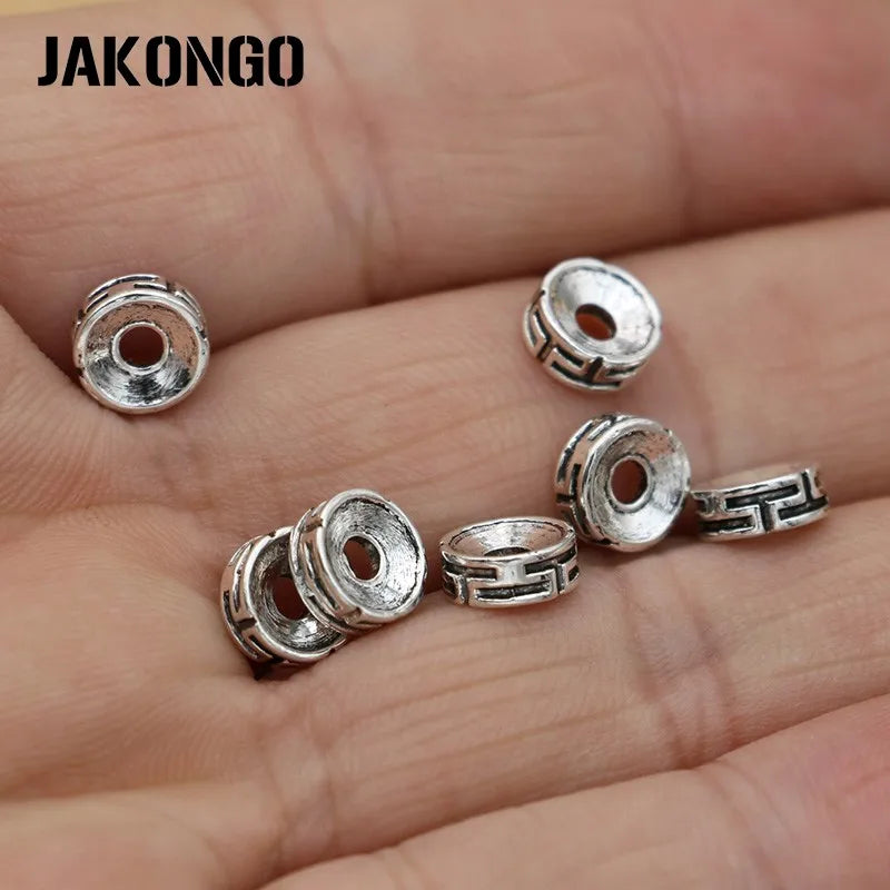 20Pcs 8mm Silver Plated Round Loose Spacer Beads for Jewelry Making Beaded Bracelet Necklace Accessories DIY