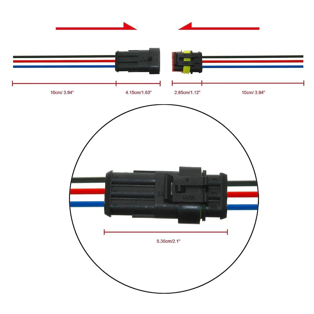 1/2pcs 16 AWG Waterproof Wire Connectors Automotive Electrical Connectors Quick Disconnect Wire Connectors 2/3/4 Pin