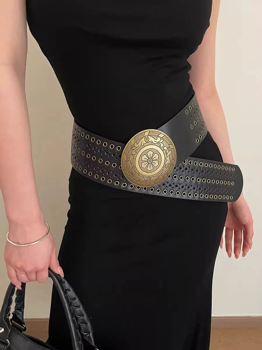 Fashionable Rivet Hollow Out Belt For Women Versatile New Style With A Unique Design Slimming Belt For A Minority Of People