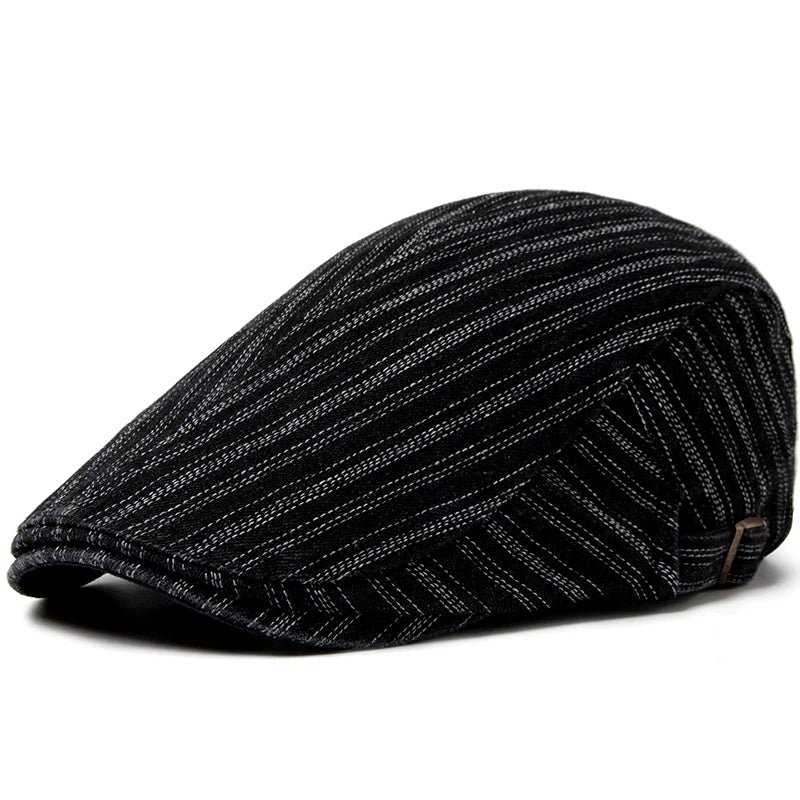 Men Women Berets Fashion Stripes Jeans Newsboy Hat Summer Cotton Soft Top Sun Caps Outdoor Casual Forward Cap Peaked Beret Boina
