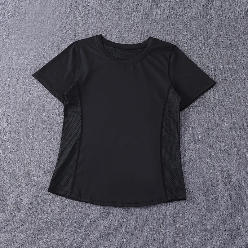 2024 Sexy Sports Top Female Tight-Fitting Mesh Yoga Wear Quick-Drying T-Shirt Fitness Yoga Tops