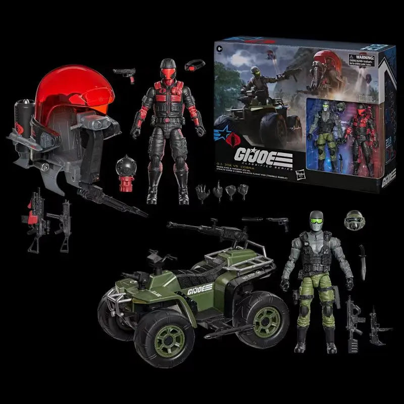 【Pre Sale】Original Hasbro G.I. Joe SNAKE EYES & VARMINT ATV VS.STEALTH VIPER & COBRA STEALTH FLIGHT POD (TRUBBLE BUBBLE) Action