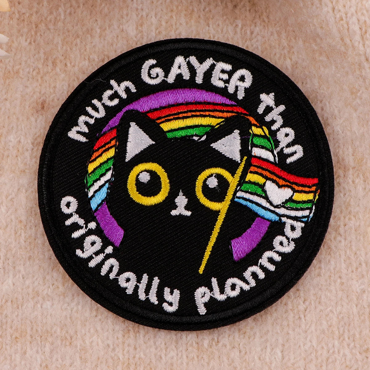 Black Cat Embroidery Patch Rainbow Gay Iron On Patches For Clothing Thermoadhesive Patches On Clothes DIY Sew Badges