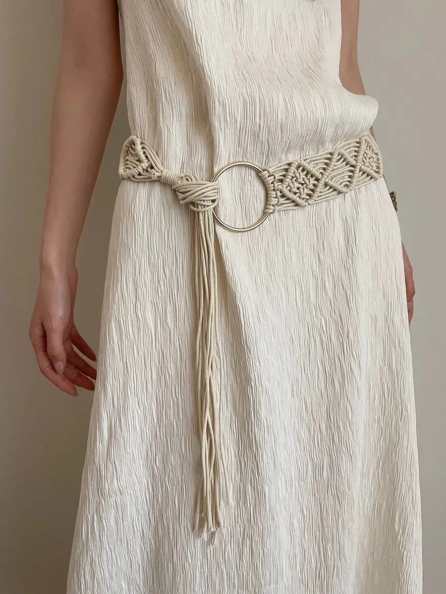 Bohemian Braided Folk Wind Waist Rope, 2024 New Style With Dress, Belt And Chain