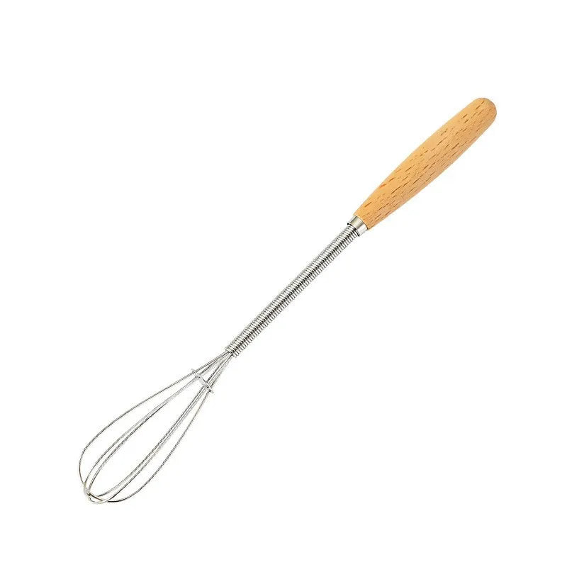1pc Premium Stainless Steel Whisk with Solid Wood Handle - Perfect for Blending, Whisking & Stirring in the Kitchen