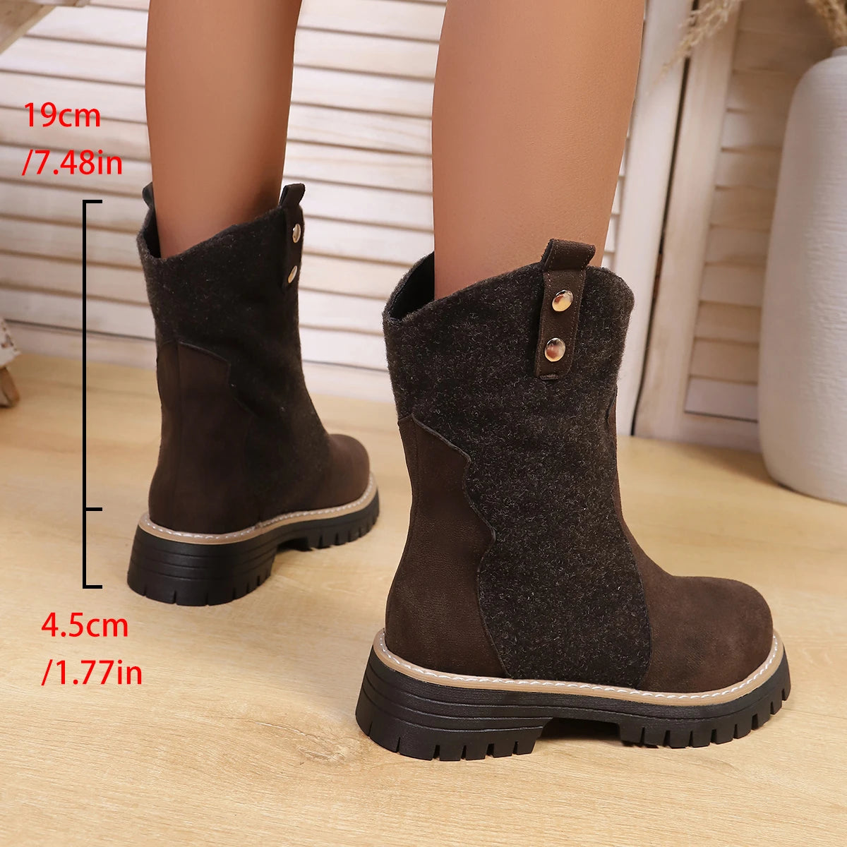 Plus Size 43 Platform Ankle Boots Women Autumn Winter Thick Bottom Flock Short Booties Mujer Anti Slip Round Toe Knight Boots