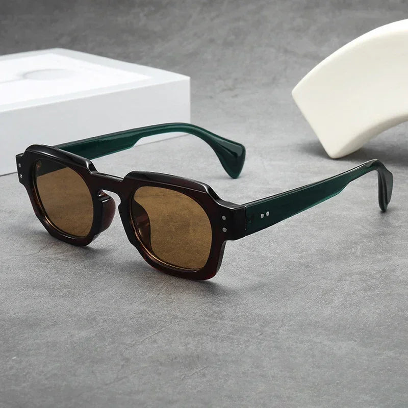 JNPCXI Retro Square Sunglasses Women Fashion Black Blue Shades UV400 Men Rivets Trending Sun Glasses
