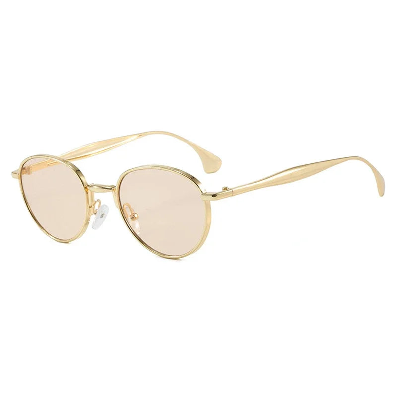 JNPCXI New Retro Metal Oval Sunglasses Women Brand Designer Shades UV400 Fashion Punk Men Blue Sun Glasses