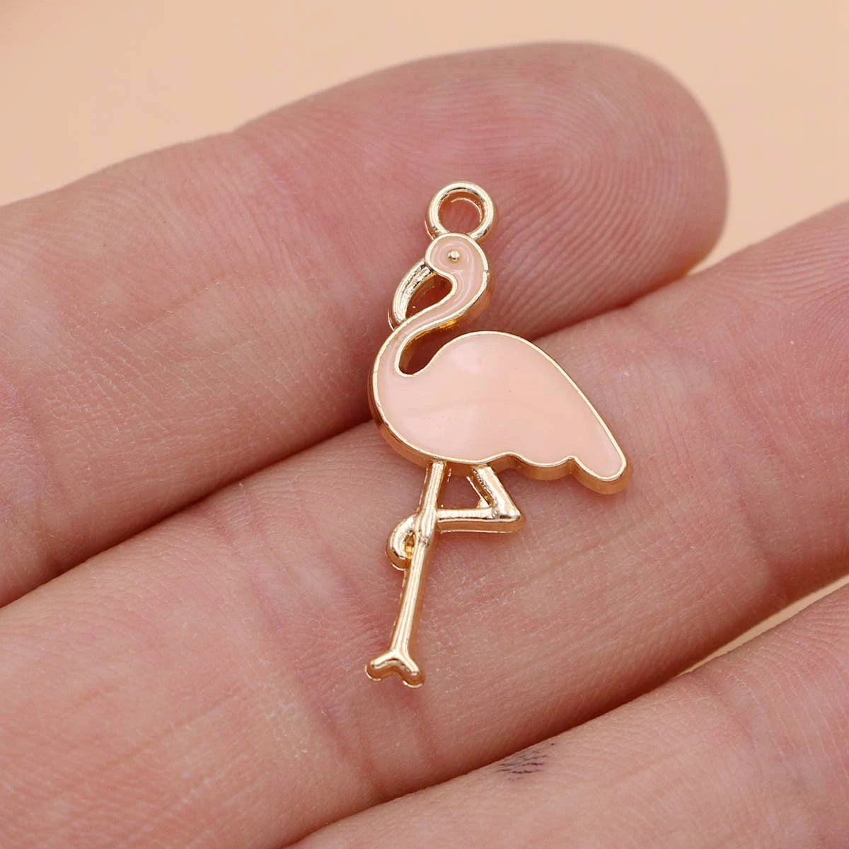 10Pcs Gold Plated Enamel Flamingo Charms Pendant for Jewelry Making Earrings Bracelet Necklace Accessories DIY Findings