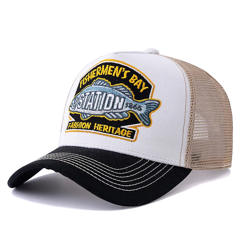 Hot Sale Unisex Breathable Mesh Trucker Cap, Big Fish Fisherman Sports Back Hats