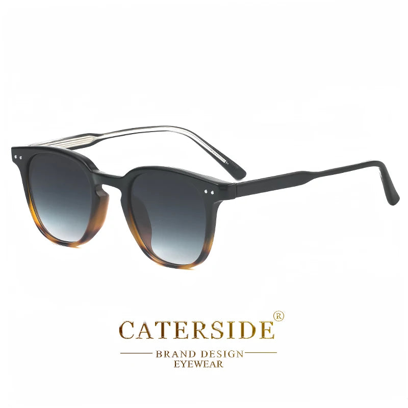 CATERSIDE Round Retro Sunglasses Men's Punk Fashion Brand Design Sun Glasses Women Travel Outdoor UV400 Shades Propionic Temple