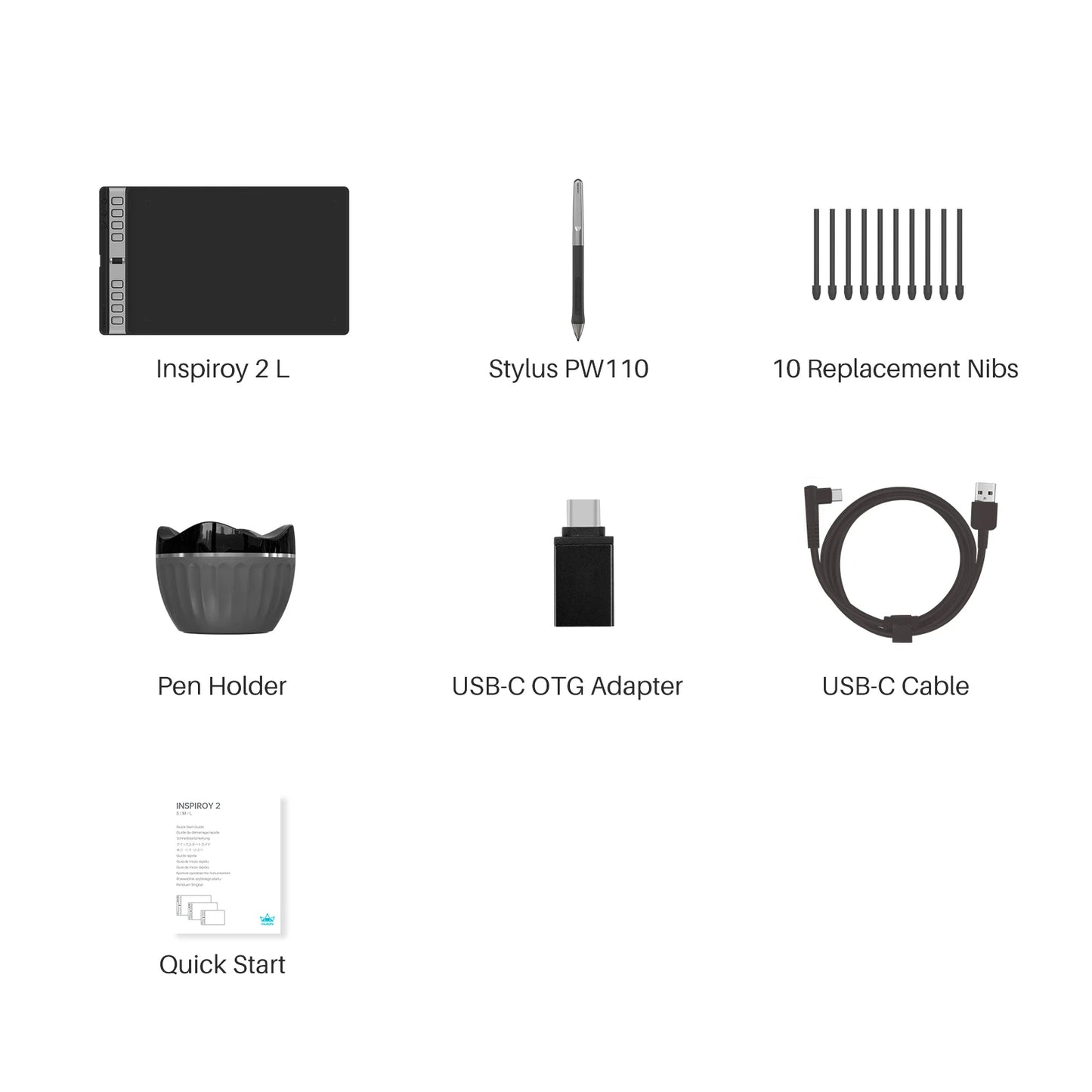 Inspiroy 2L H1061P Design Tablet, Scroll Wheel Customized Keys, Battery-Free Pen