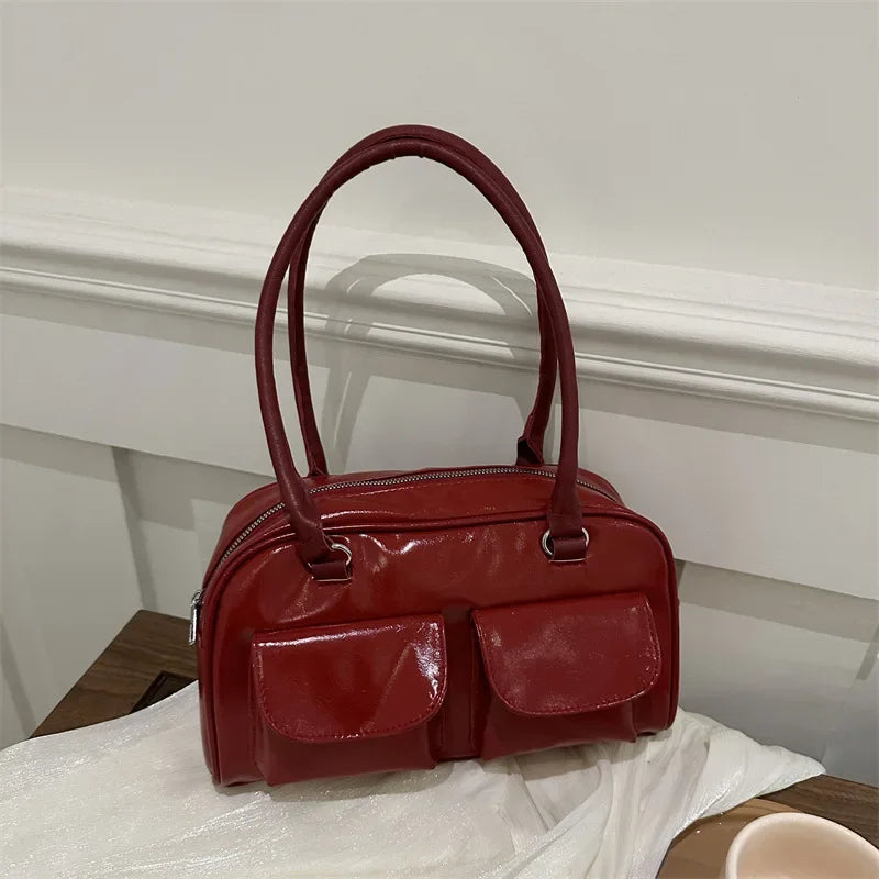 Vintage Women Business Shoulder Bags Classy Business Tote Bag Pu Leather Handbag