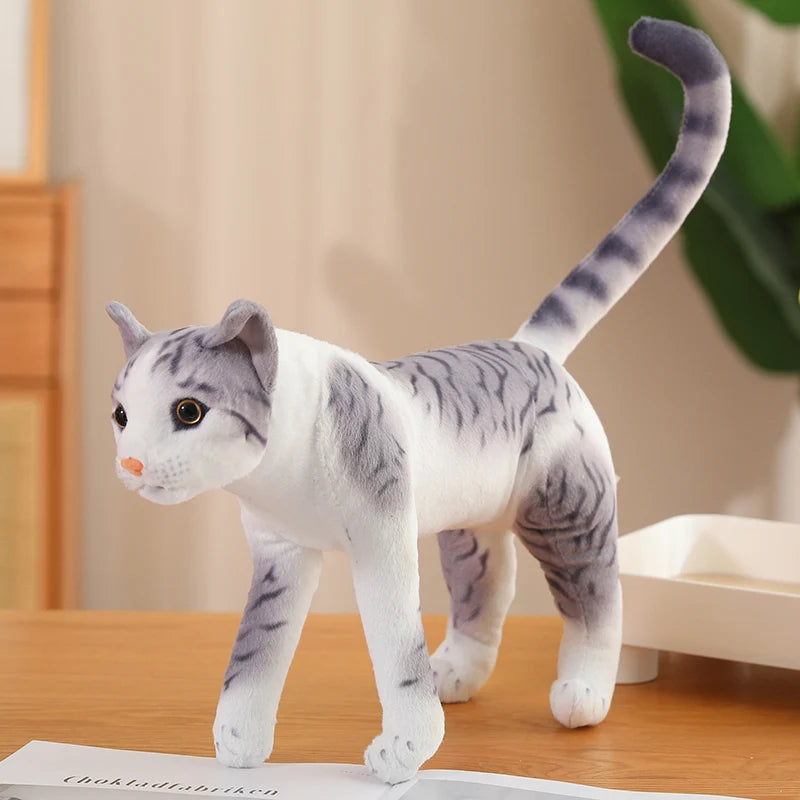 1Pc 35CM Simulation Pet Cat Plush Toys Internal Bracket Animal Dolls Stuffed Soft Orange Cat Grey Cat Rural Cat Toy