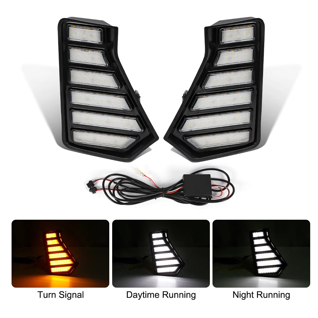 For Toyota Tacoma 2024 LED DRL Daytime Running Lights Fog Lamps Front Bumper Driving Headlights White Yellow Car Accessories 12V