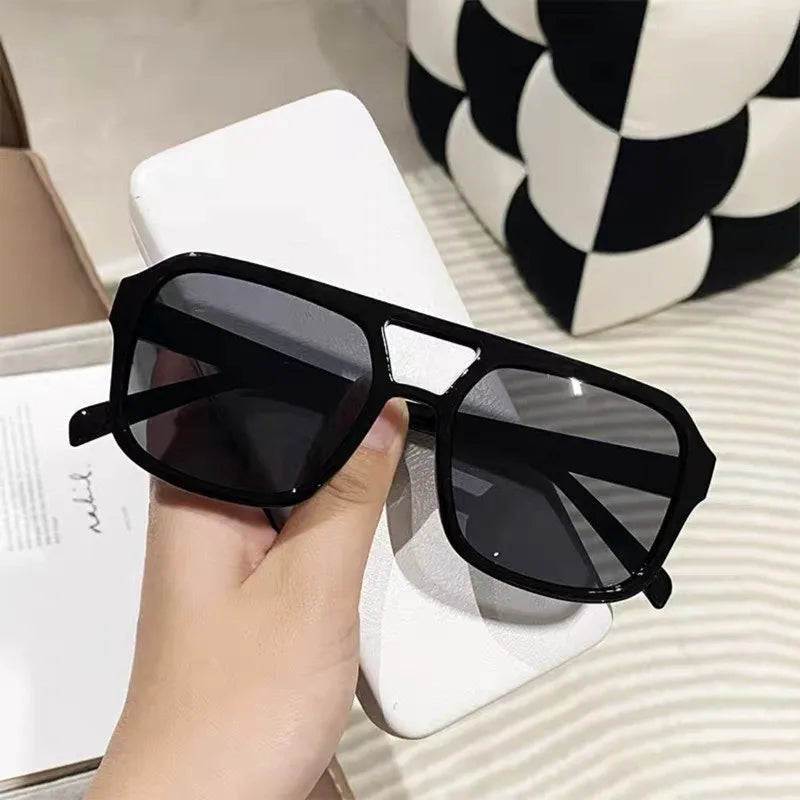 Korean Unisex Sunglasses Square Frame Driving Eyeglass Double Beam Frame Eyewear