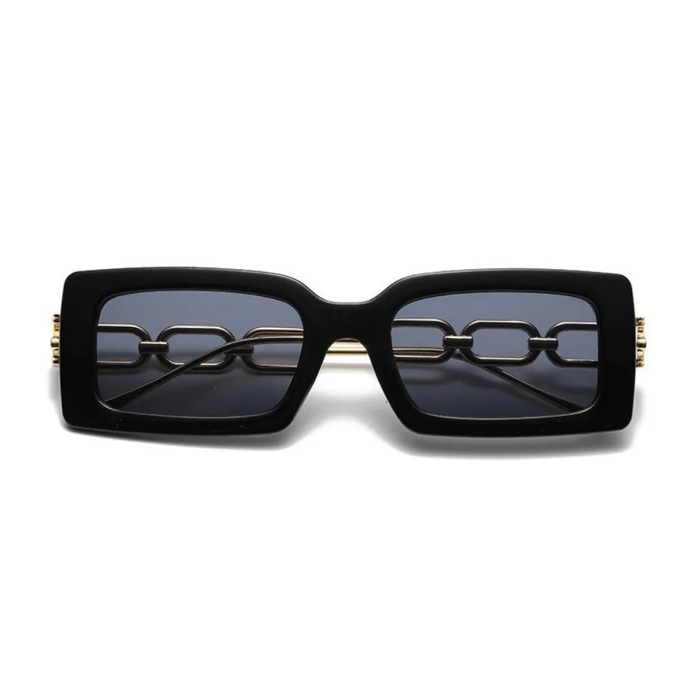 Personality Hip-hop Metal Chain Sunglasses Fashion Polygon Small Frame Street Photo Sunglasses Square Models for Women