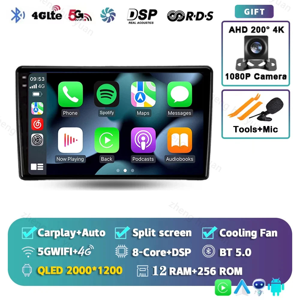Android 14 For Nissan Navara D40 2004 - 2010 2K QLED CarPlay Auto Car Radio Multimedia Video Player GPS stereo Head Unit 4G WIFI