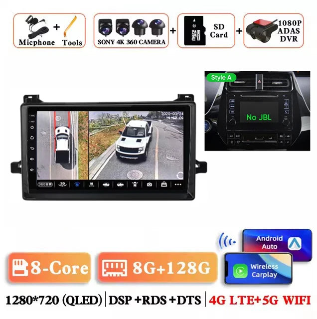 Android 15 Car Radio For Toyota Prius XW50 2015 - 2020 AI Voice Wireless Carplay Multimedia Video Player Navigation GPS Stereo