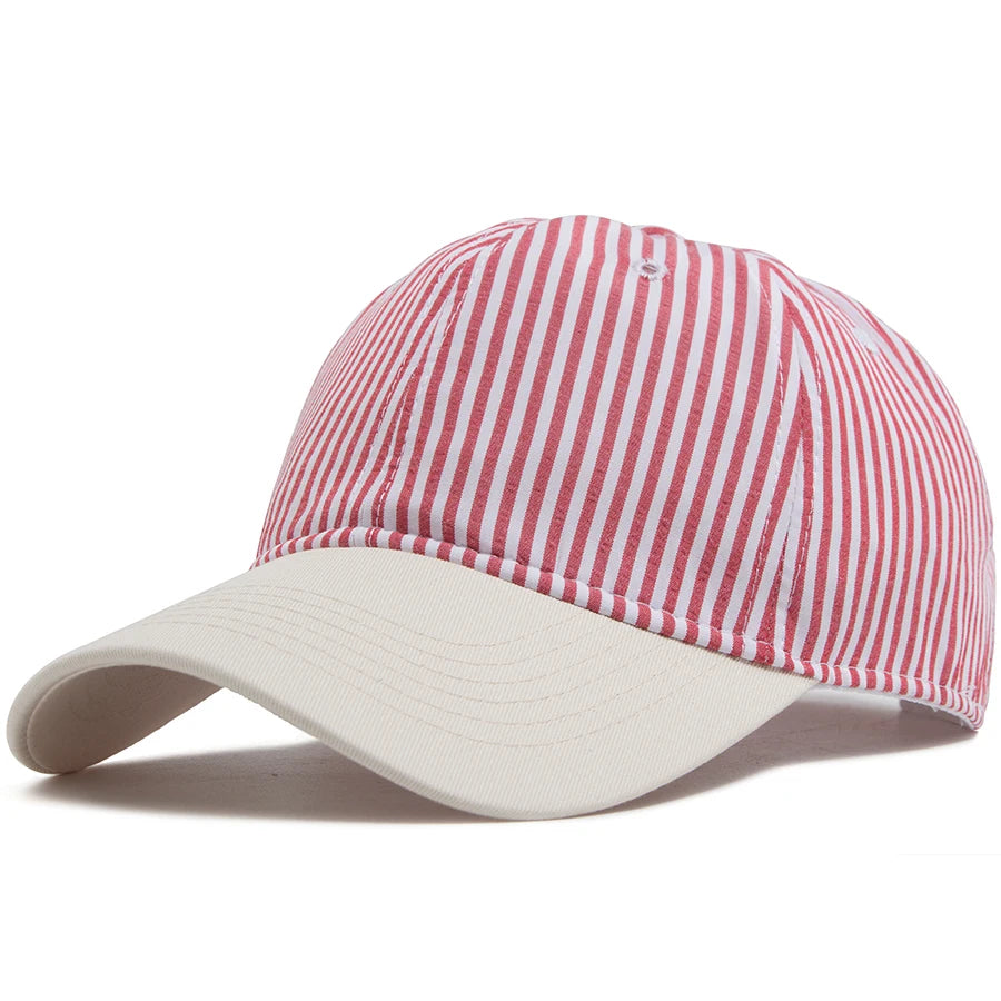 Striped Baseball Cap For Men Women Vintage Beige Brim Casual Soft Dad Hat Snapback Spring Summer Cap Visor Fashion Daily Wear