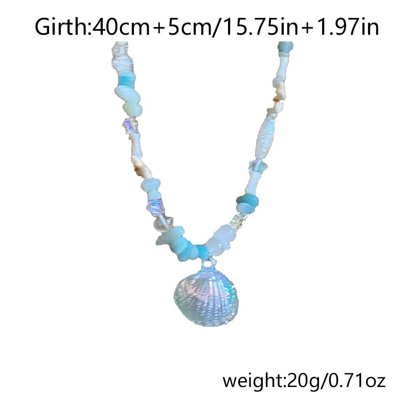 Boho Y2K Cute Shell Starfish Necklace for Women 2026 Summer Beach Vibe Beaded Choker Fairy Grunge Aesthetic Jewelry Party Gift