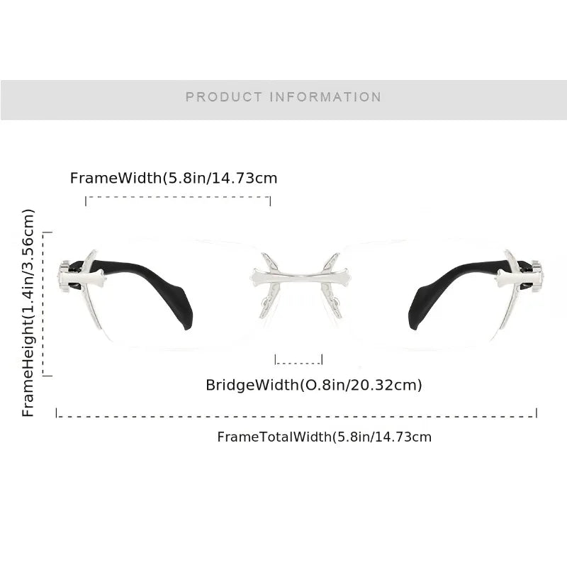 New Y2K Retro Square Glasses Transparent Rimless Rectangle Shades Glasses Women's Anti Blue Light Computer Eyeglasses