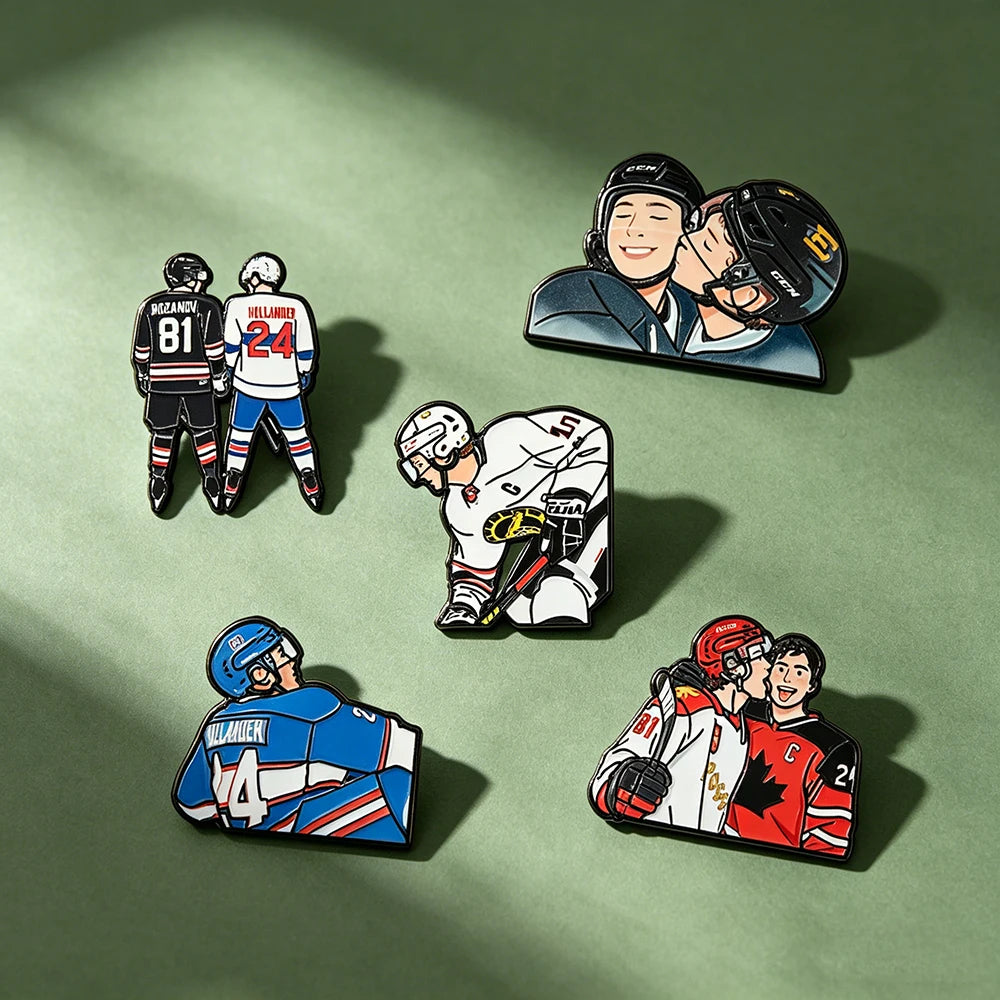 5 PCS'Heated Rivalry' Quote Enamel Pin TV Drama Baseball Uniform Brooch Lapel Pin Badge on Backpack Clothing Accessories Jewelry