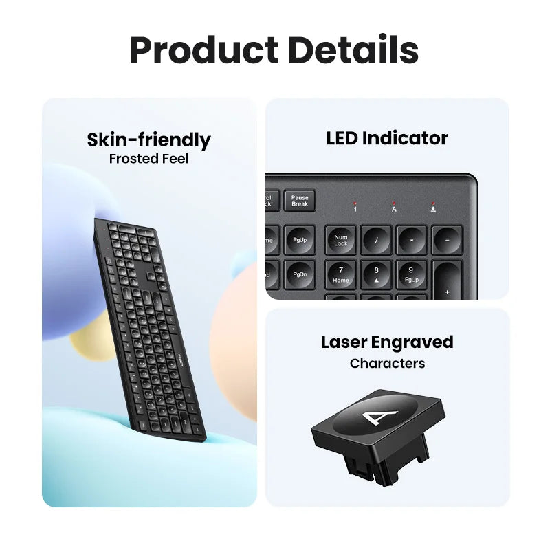Wireless Keyboard 2.4GHz 104 Keys Layout Laptop Desktop Windows Mac OS PC Access