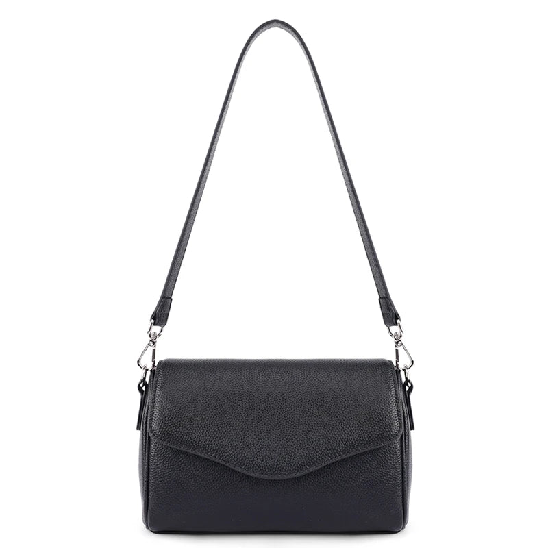 Genuine Leather Mini Crossbody Bag for Women Simple Pebbled Leather Shoulder Bag Casual Daily Small Satchels Handbag with Zipper