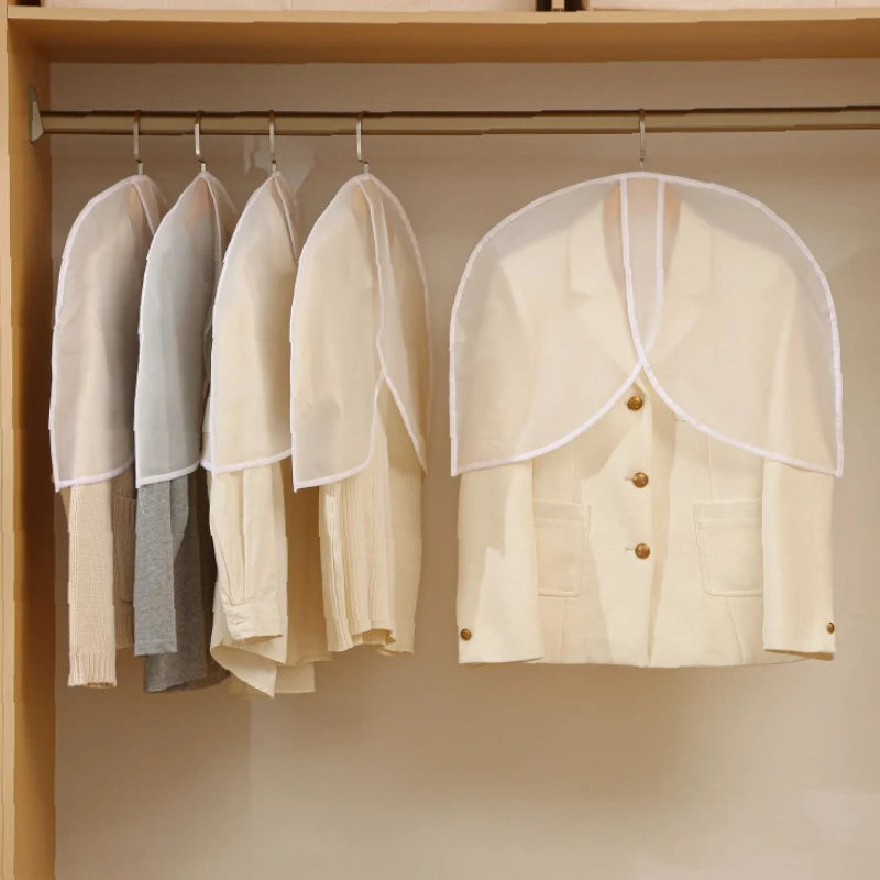 5pcs Durable Transparent Garment Protectors, Half-Body Suit & Coat Covers, Dust & Dirt Protection,Protects Suits,Jackets,Dresses