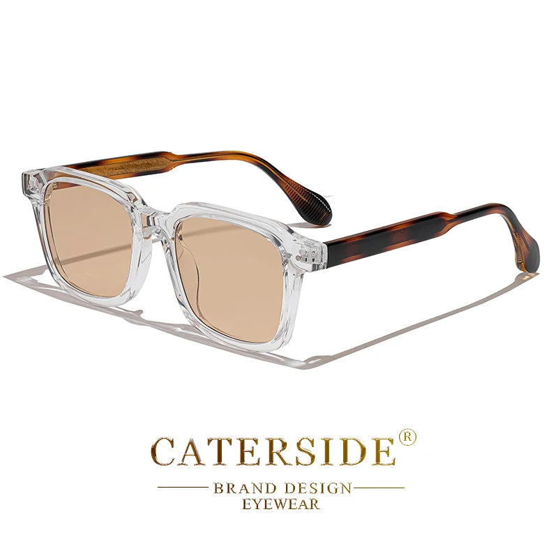 CATERSIDE Retro Sunglasses Men's Square Frame Brand Design Core Insert Temple Sun Glasses Women's Travel Party Holiday Gift