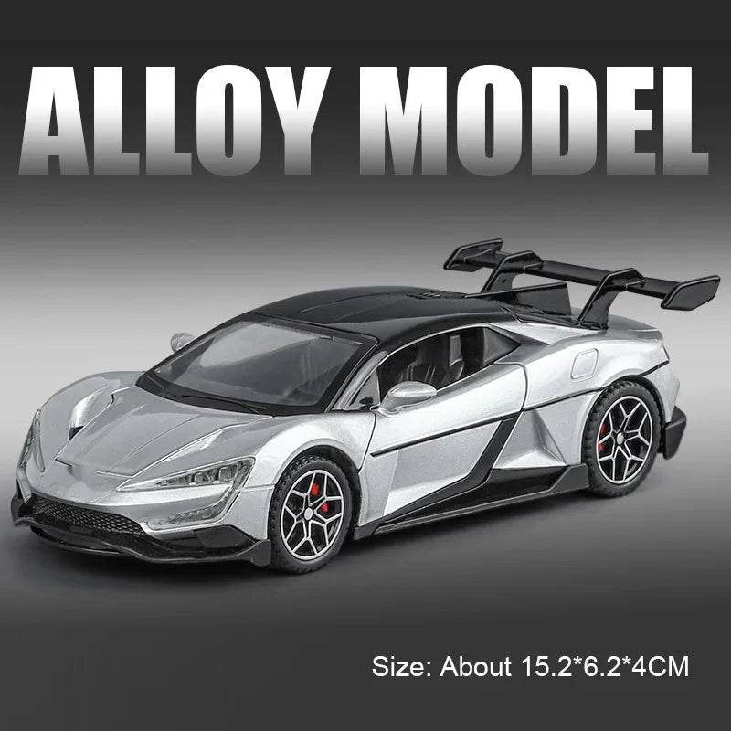 1:32 Eldorado BYD U9 Alloy Sports Car Model Ornament Toy Sound Light Pull Back Doors Opened Miniature Vehcie Boy Collection Gift