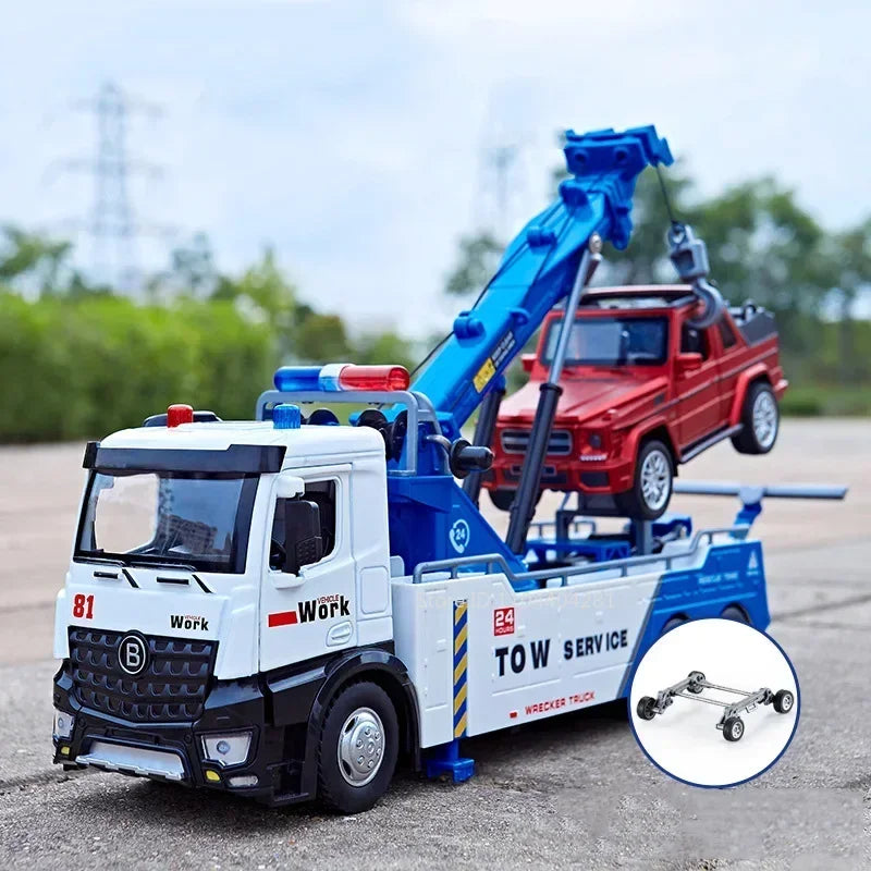 1:18 Alloy Electric City Sanitation Vehicle Hook Truck Toys Car Diecast Model Front End Doors Opened Sound Light Children's Gift