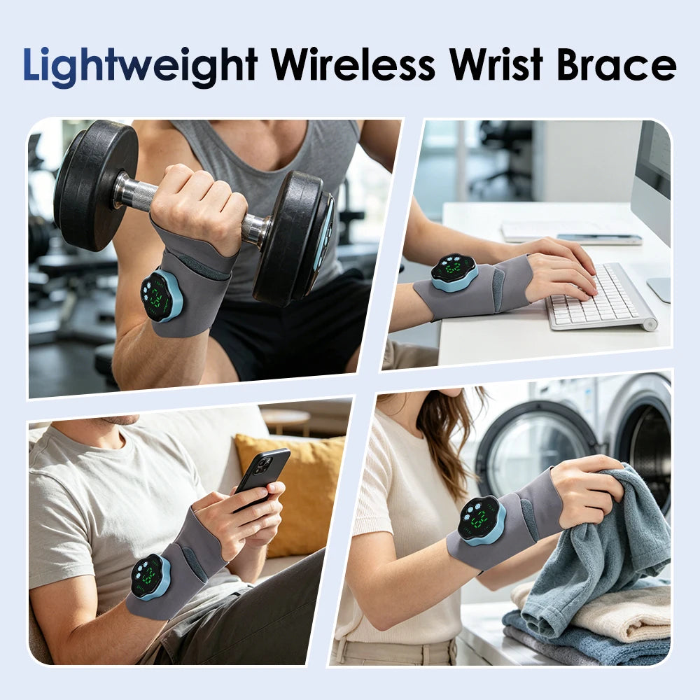 EMS Electric Wrist Hand Massager Rechargeable Vibration Massage Wrist Support Protect Strap for Carpal Tunnel Fatigue Relief