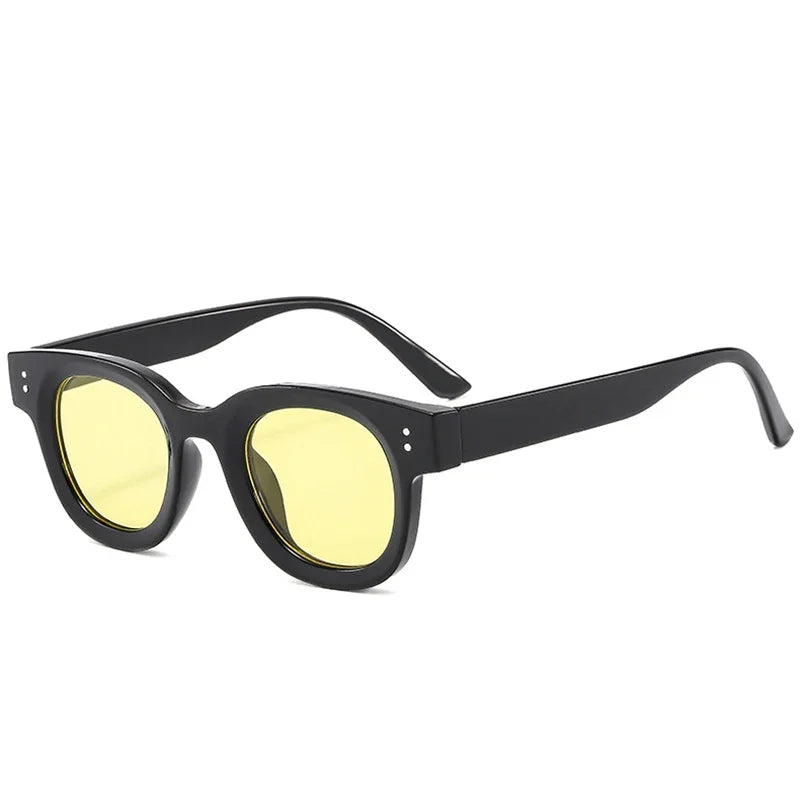 JNPCXI New Retro Square Sunglasses Women Fashion Leopard Blue Shades UV400 Men Trending Punk Rivets Sun Glasses